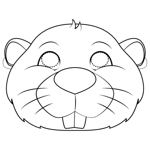 Beaver Mask Coloring Page